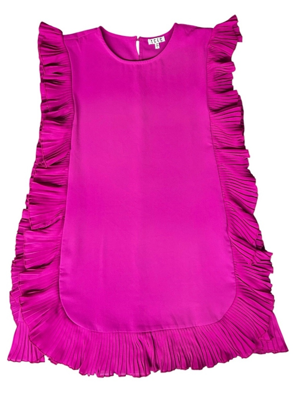 TCEC Womens Mini Dress Magenta Side Ruffles Size Large Party Chic Hoco
